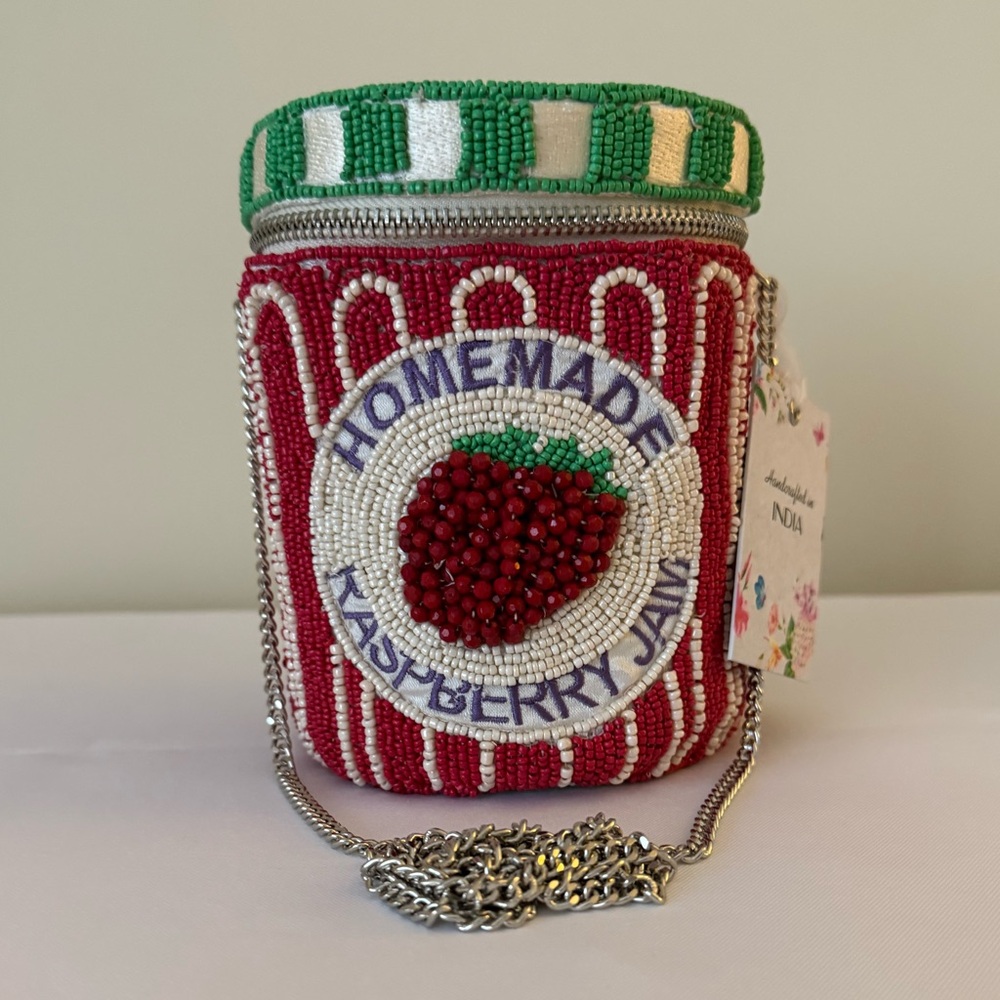 Handcrafted in India Beaded Bag Homemade Raspberry Jam